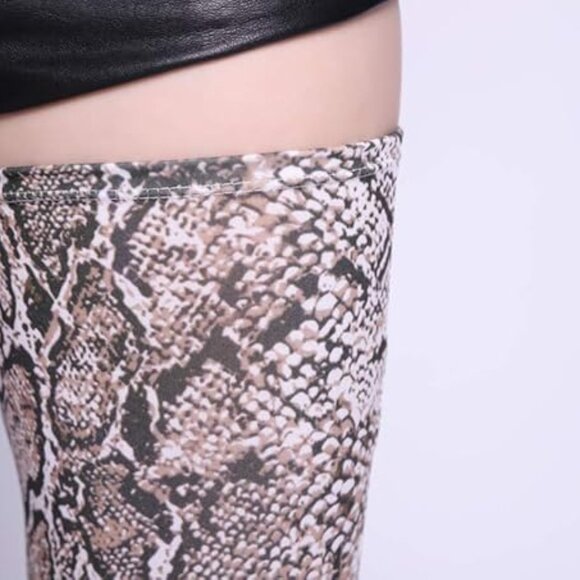 Snake Print Spandex Long Stockings - Picture 3 of 5